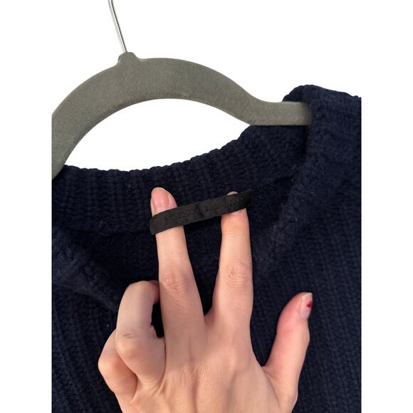 Jenni Kayne XS Oversized 100% Cashmere $425 Fisherman Sweater Crewneck Navy Blue - Picture 6 of 10